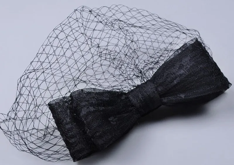Черный Элегантный Для женщин свадебные Шапки и fascinators с большой бант свадебные вечерние подарки черный/белый головной убор повязка леди Уход за кожей лица покрывал - Цвет: Черный