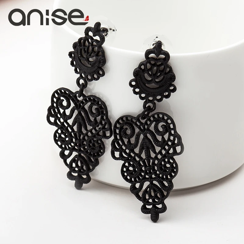 Женские богемные серьги с длинным листом Anise золотого цвета большими листьями