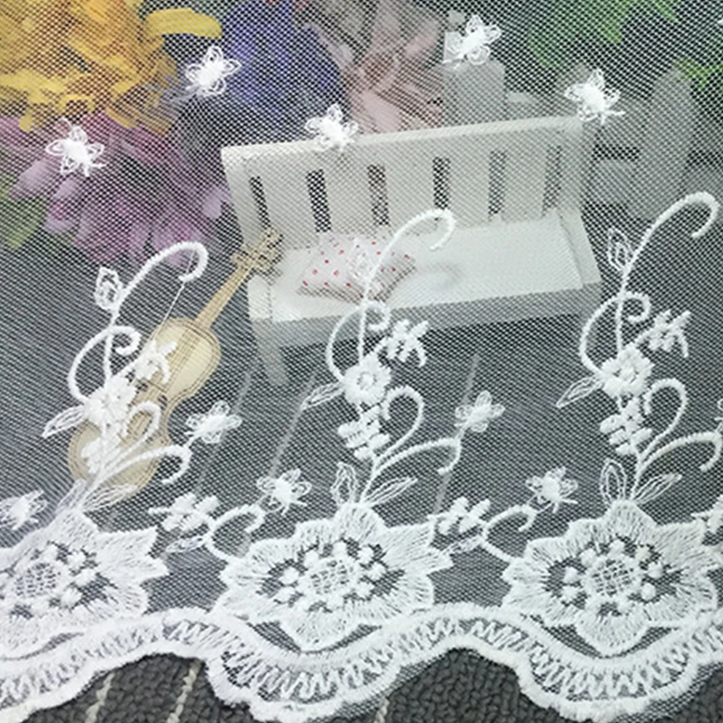 Кружевной дизайн с вышивкой 35*90 см tissu costura сетчатый тюль гипюр кружевной шнур DIY