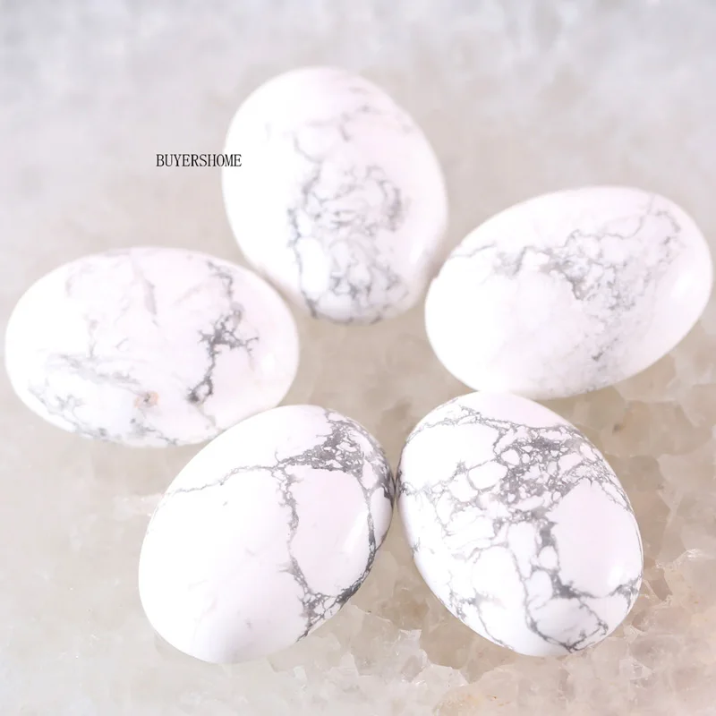 White Howlite 18x25 мм овальный кабошон 5 шт. натуральный камень бисер для изготовления ожерелья браслет серьги Сердолик Лабрадорит Lapis Howlite - Цвет: White Howlite
