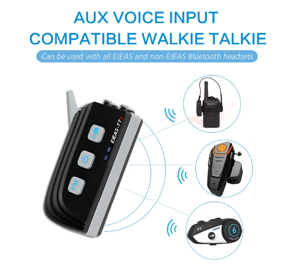 Ejeas TTS Motorcycle Helmet Bluetooth Interphone Headset Wireless Intercom 6 Riders Intercomunicador 1200M BT | Автомобили и