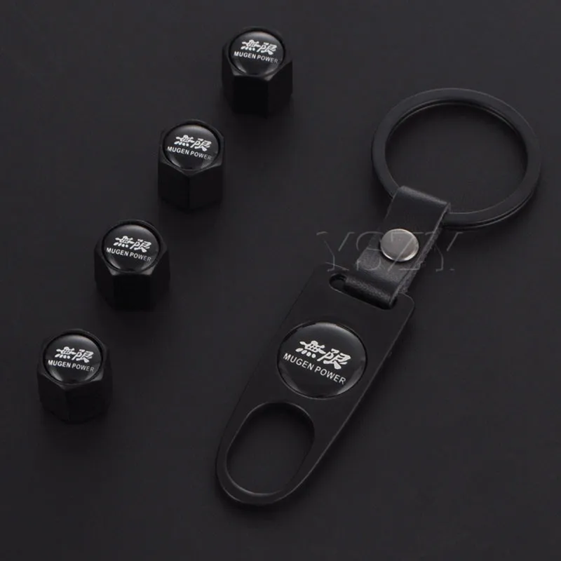 Black White 3 Колпачок клапана для автомобильных шин, колпачок для пневматических стеблей, пылезащитный чехол с логотипом для Honda Mugen Fit CIVIC 2006 2011 type R CR-V 2007 HR-V - Цвет: Black White 3