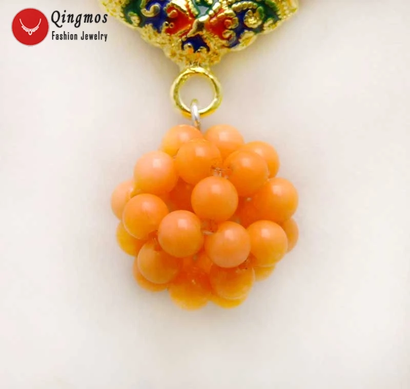 Женская подвеска Qingmos из натурального коралла колье с круглой розовой подвеской