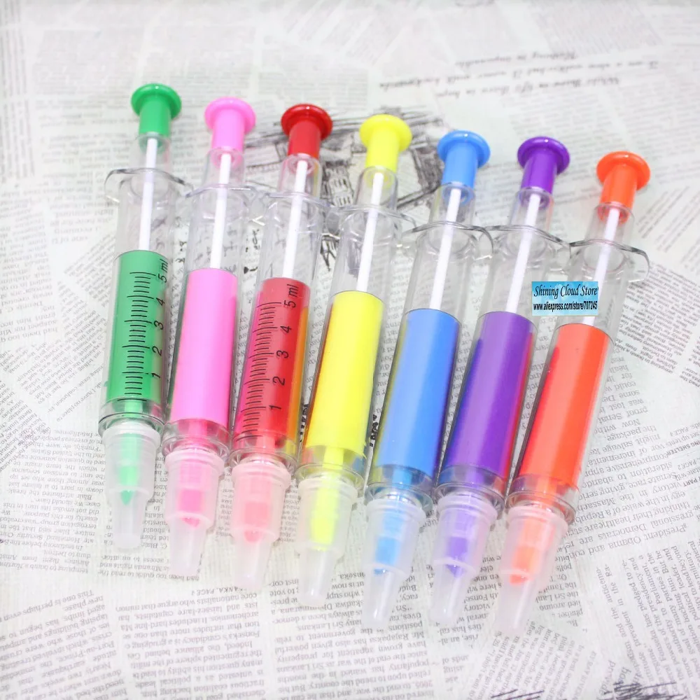 

36 Pc/Lot Needle Cylinder Dual Fluorescent And Ballpoint Pen/Highlighter/Creative Stationery/Children Gift/Marker