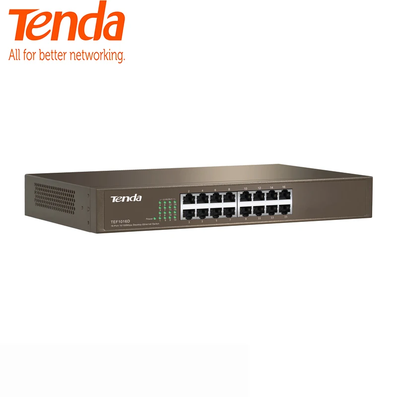 Tenda TEF1016D 16 Порты и разъёмы 10/100 M 3,2 Гбит/с, Auto MDI/MDI-X, половина/полный DuplexFast Enternet сетевой коммутатор