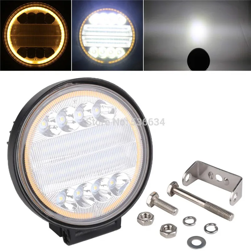 OKEEN 4inch 120W LED Work Light Bar Combo Offroad LED 4x4 Fog Light with Angel Eyes Yellow White Driving Light Lamp for Truck