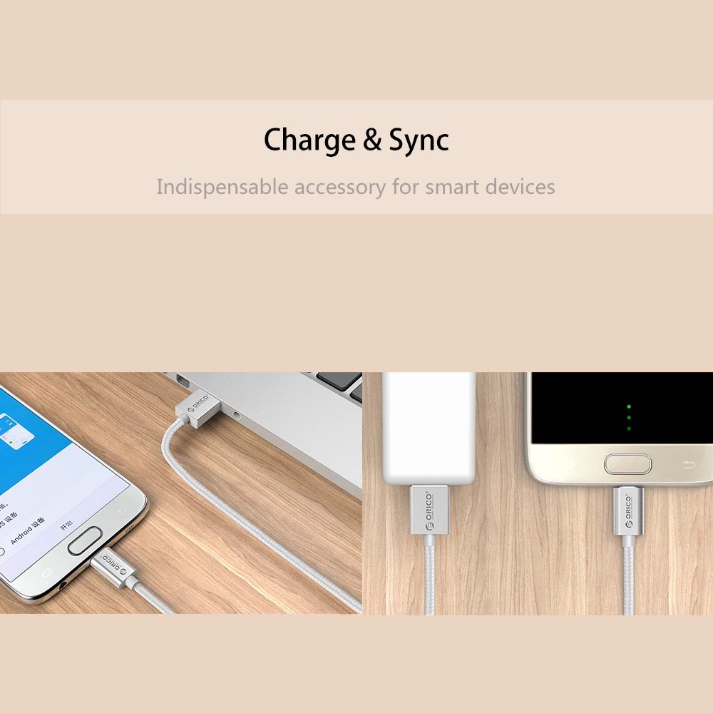 Usb кабель для зарядки и передачи данных ORICO 3 фута. Прочный нейлоновый Плетеный USB