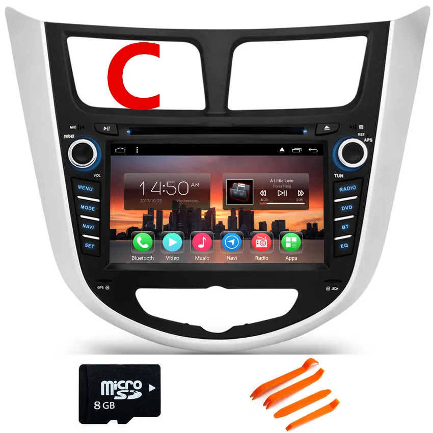 CAR DVD 2 din Android 9,0 автомобильный dvd-плеер для hyundai Solaris Verna Accent I25 Авторадио автомобильный gps навигатор стерео радио RDS BT wifi карта - Цвет: CAR DVD
