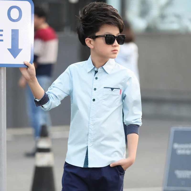 Детская одежда весенне осенние хлопковые блузки для мальчиков детская рубашка с