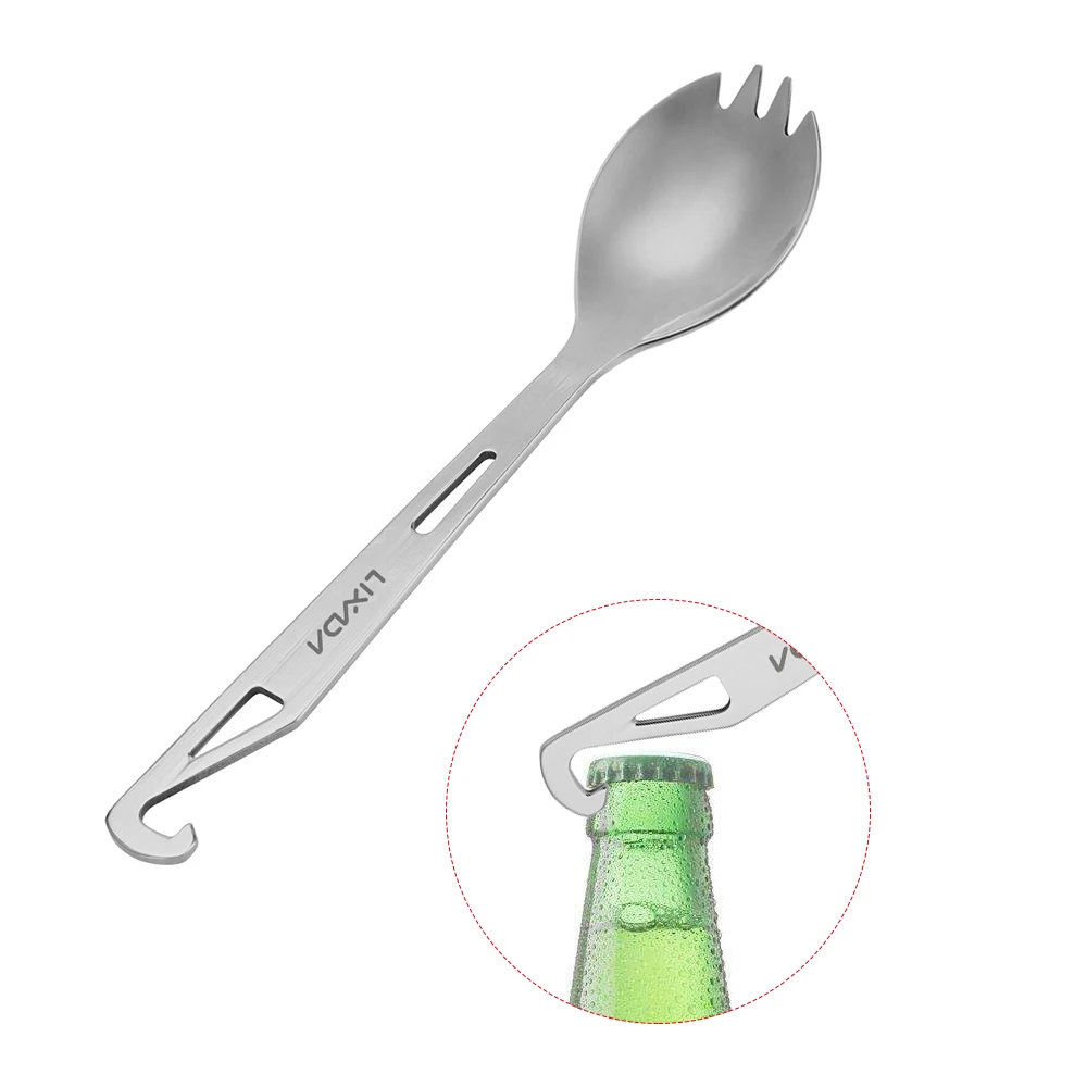 

Lixada Lightweight Camping Spoon Outdoor Stainless Steel Dinner Spoon Flatware Picnic Hiking Travel Tableware With Bottle Opener