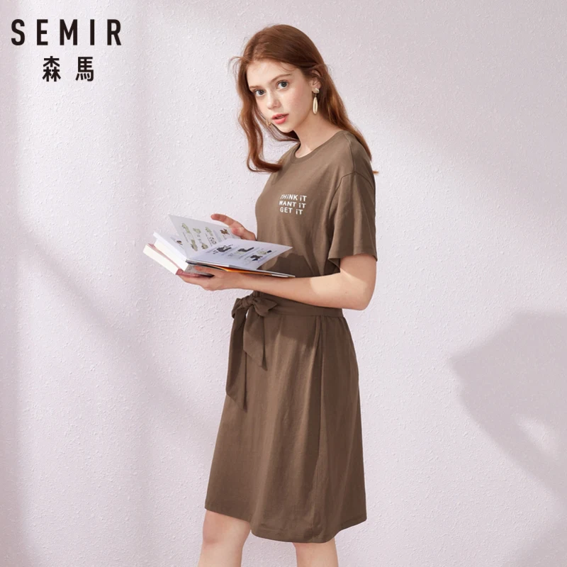 Женское плиссированное платье SEMIR свободное Спортивное облегающее с круглым