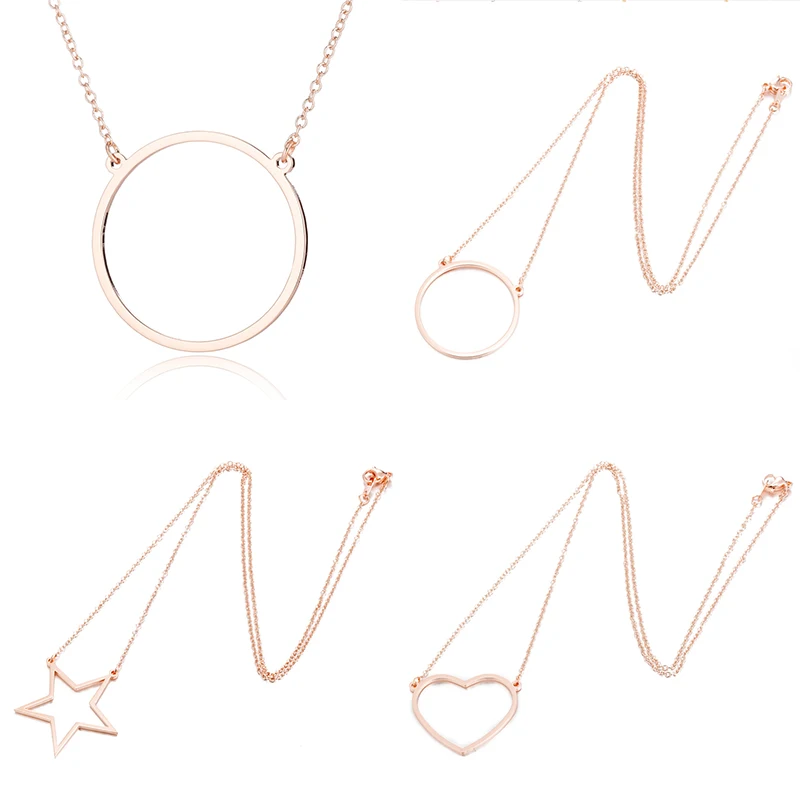 

Yiustar Fashion Geometric Round Star Heart Necklace for Women Girls Trendy Geometric Necklaces Simple Stainless Steel Necklace