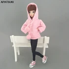 Розовый свитшот, пальто для куклы Барби, Одежда для куклы Барби, наряды, кожаные штаны, парусиновая обувь, аксессуары для кукол 16
