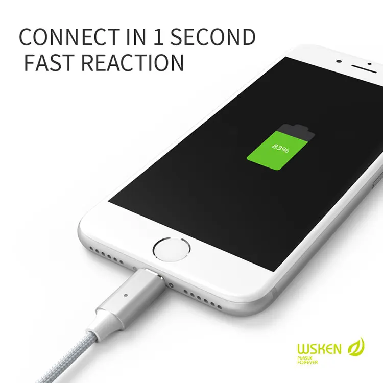 WSKEN Lite 2 Металл 3 в 1 для iphone тип c Micro USB Магнитный зарядный кабель зарядное