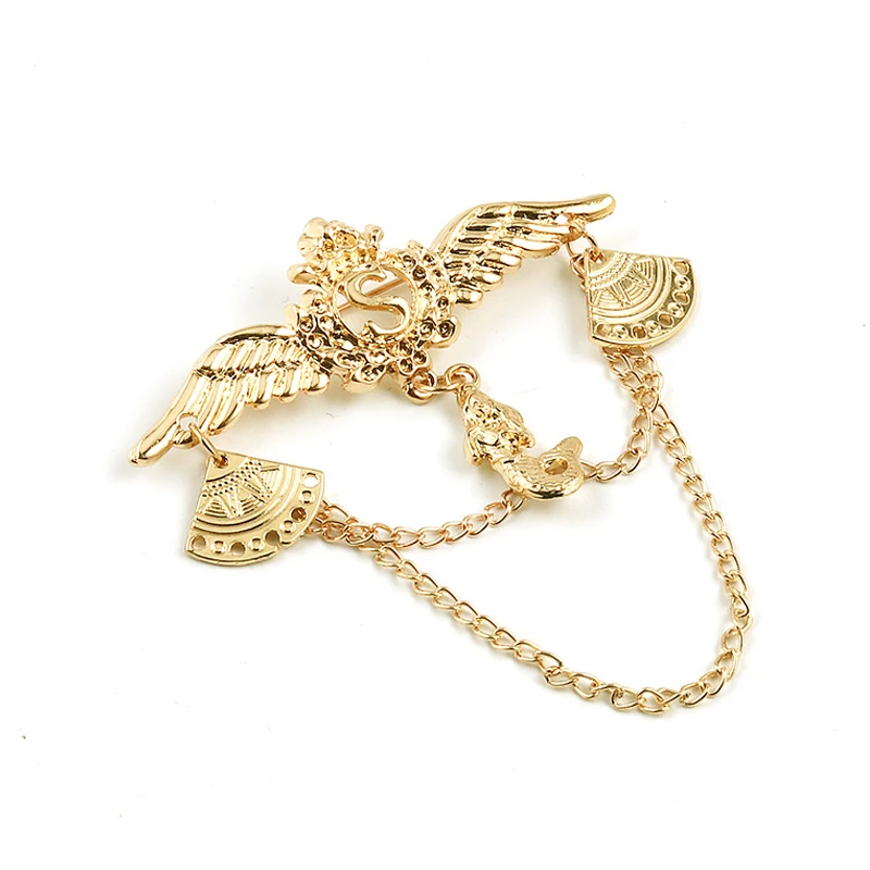 Эмалированная брошь в виде буквы S крыла ангела Золотая Корона Крыло подвесная