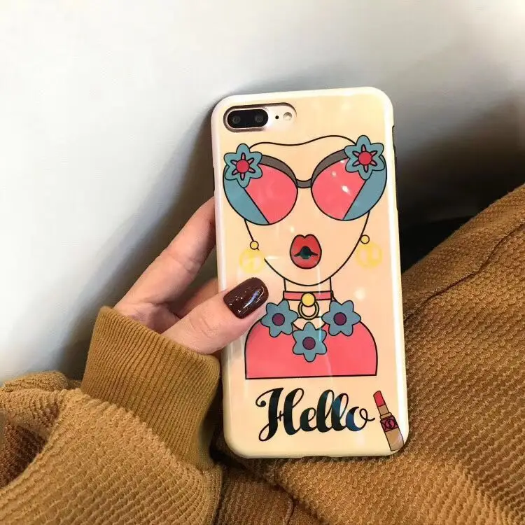 Super Fashion Blue Light Hello Goddess Pattern High Quality TPU Case Cover For Iphone6 6S 7 7S 8 6P 7P 8P X |