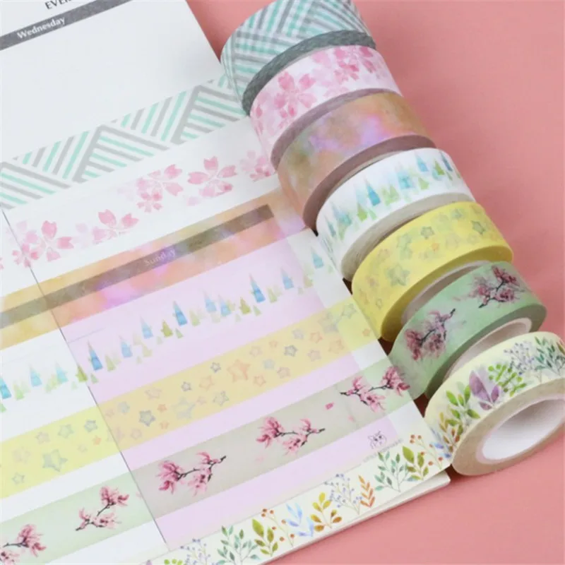 15 мм X 7 м милые Lotkawaii цветок еда Животные декоративные васи клейкие ленты DIY Скрапбукинг Маскировочная лента школьные офисные принадлежности