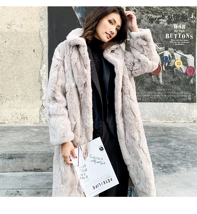 OFTBUY натуральным лисьим мехом пальто зимняя куртка Для женщин из натурального кроличьего меха с длинным пальто со стоячим воротником уличная Теплая верхняя одежда