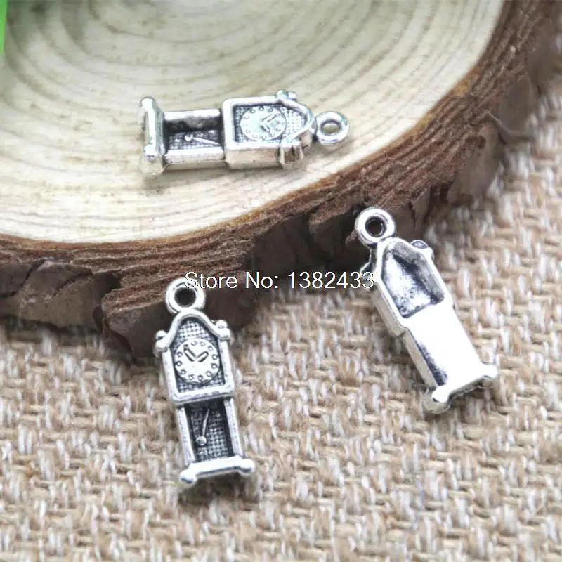 15 шт. напольные часы амулеты серебристого оттенка Подвески 8x21mm|charm pendant|clock charmcharms