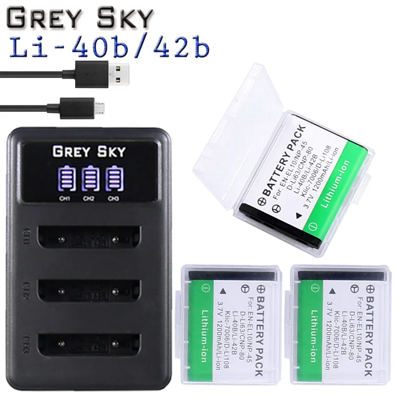 Charger and 3battery 6 x Li-40B LI-42B LI 40B 42B LI40B батареи+ ЖК USB зарядное устройство для FUJIFILM NP-45 NP 45 NP45 NP 45A 45B 45S для Nikon EN-EL10 - Цвет: Charger and 3battery