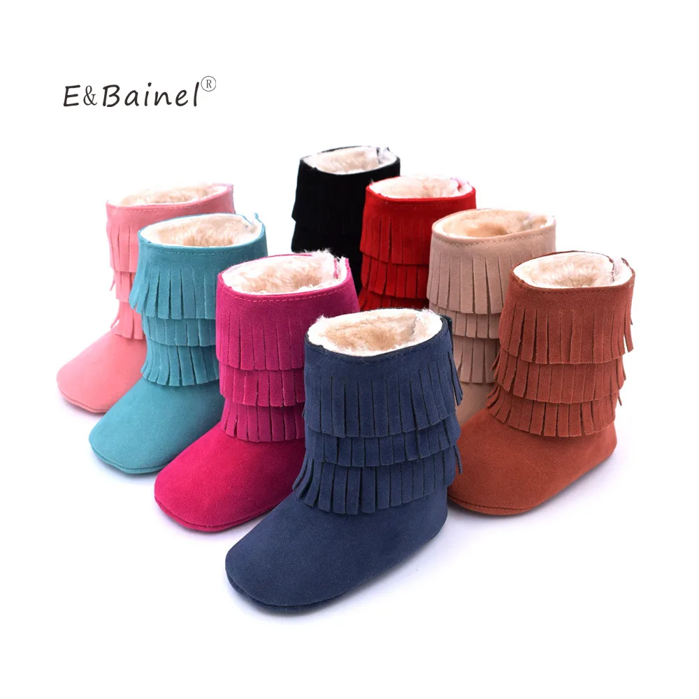 E& Bainel/сапоги принцессы с бахромой для новорожденных девочек; мокасины из искусственной кожи для малышей; Мягкие Мокасины; обувь для малышей