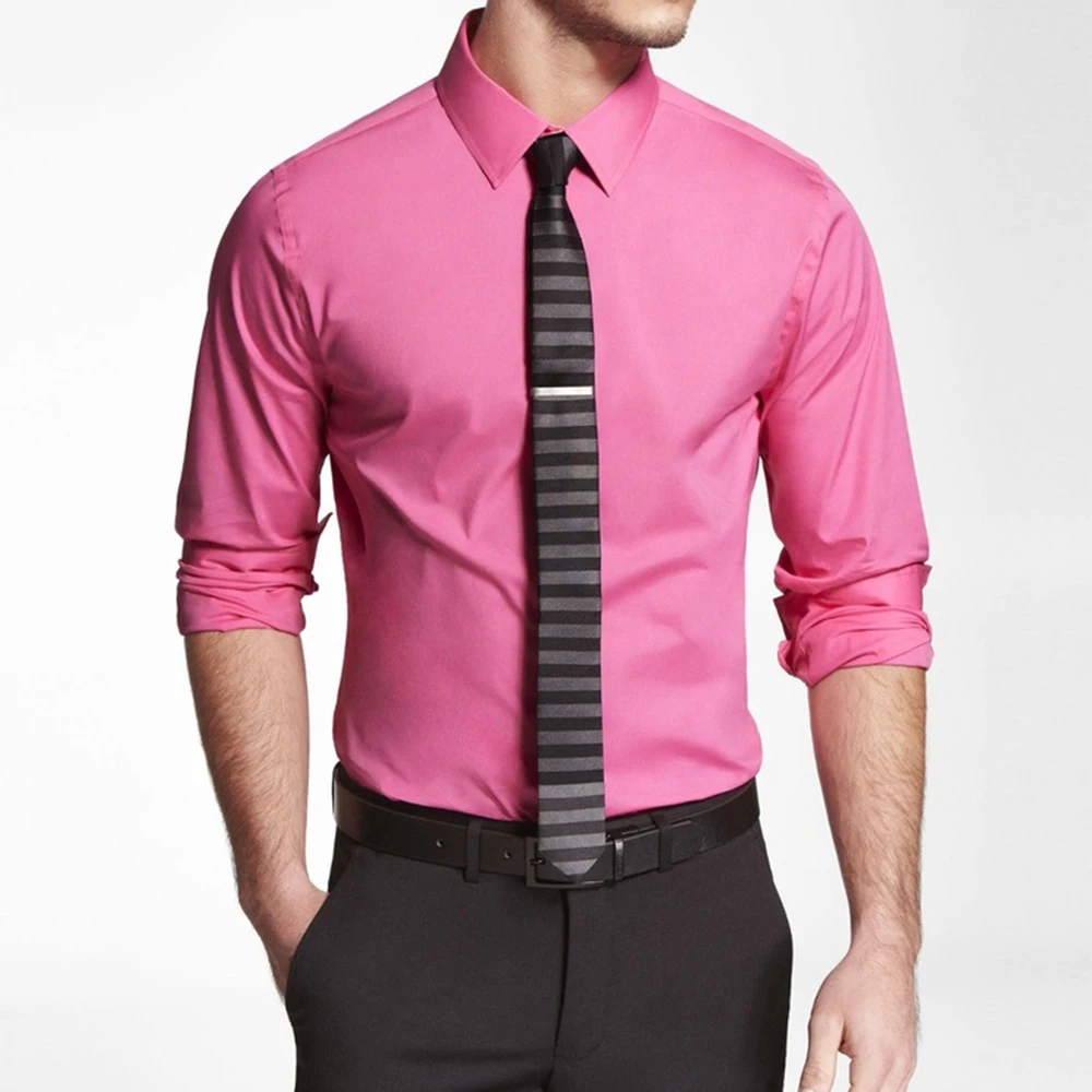 Custom Made  Shirts 100% Cotton Pink Dress Shirts For Men Bespoke Shirt Tailored Dress Shirt,Customized Wedding Groom Shirts