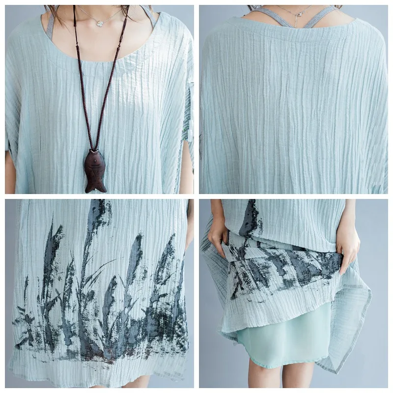 Женское шифоновое платье elseisle свободное винтажное с круглым вырезом и коротким