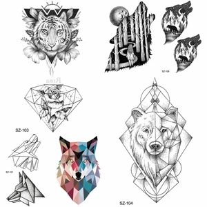 YURAN временная татуировка с тигром, временная татуировка, водостойкая татуировка для мужчин и женщин