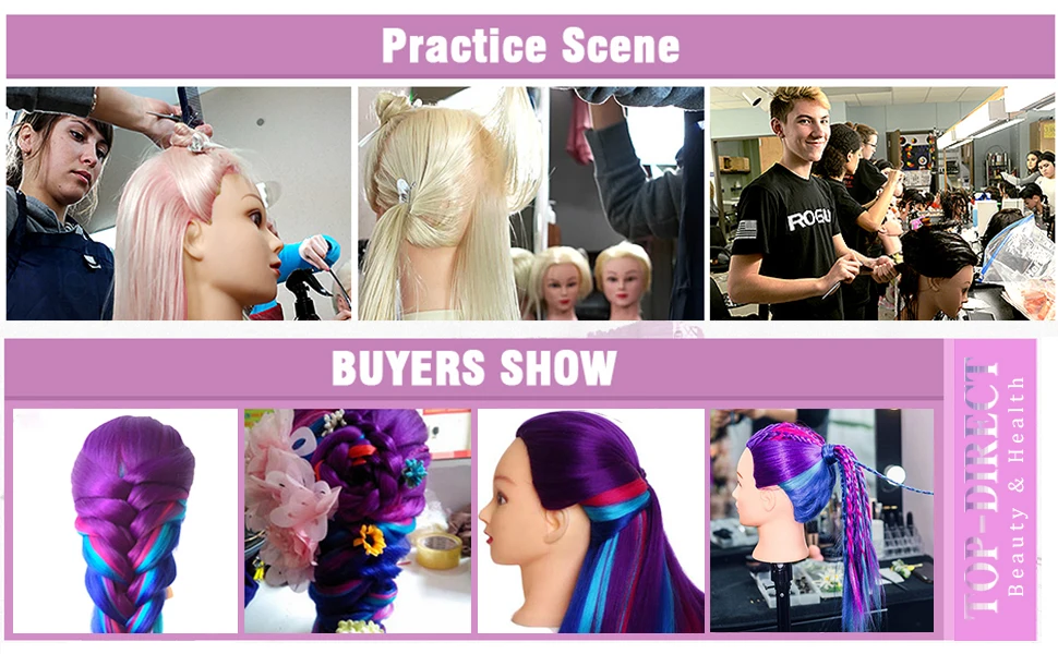 26 Inch Cosmetology Doll Head Practice Styling Hairdressing Training Braiding Heads Mannequin Manikin Head