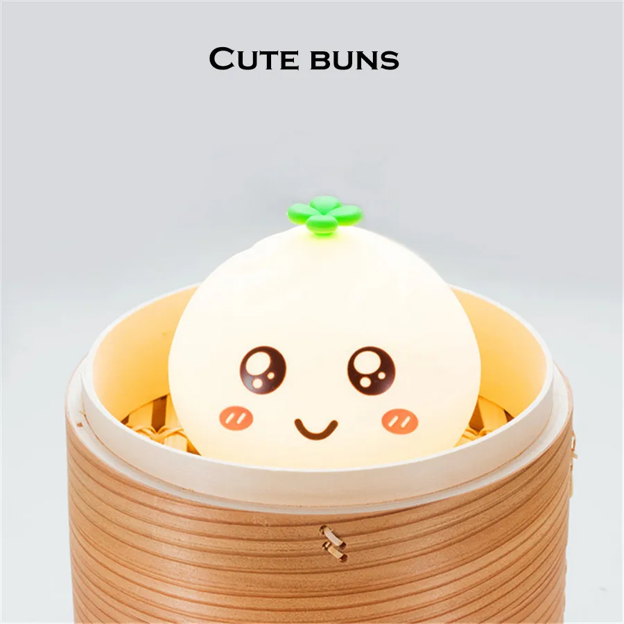 lovely NEWKBO милые красочные булочки светодиодный ночной Светильник USB Перезаряжаемый светильник мультфильм Силиконовые soft touch детская спальня настольная лампа - Испускаемый цвет: lovely