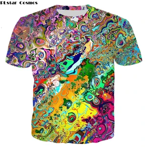 color as the picture PLstar Cosmos летняя новая модная мужская футболка в стиле Триппи разноцветная psychedelic с 3D принтом Мужская/Женская Повседневная футболка - Цвет: color as the picture
