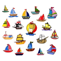 1pcs mix sailboat patches for clothing iron on embroidered sew applique cute patch fabric badge garment diy apparel accessories