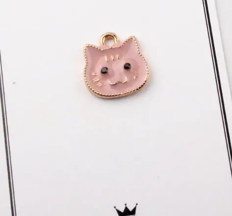 pink 10 шт 15x15 мм Эмаль Кошка Шарм животное для изготовления ювелирных изделий Модные серьги кулон Модные подвески - Окраска металла: pink