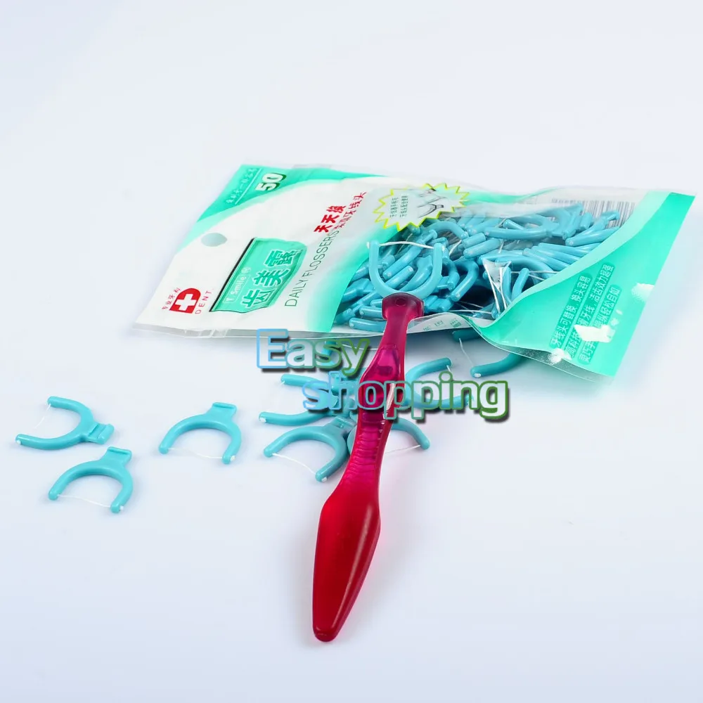 Держатель для зубной нити + 60 одноразовых насадок чистки полости рта 1 шт.|cleaner