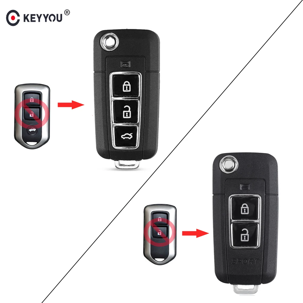 

KEYYOU Modified Flip Key Shell For Toyota Camry Prado Highlander Yaris Vios 2/3 Buttons Folding Remote Fob Car Key Case Cover