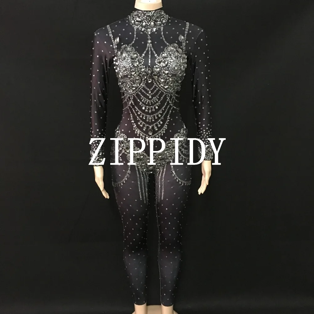 2 цвета блестящие стразы комбинезон стрейч черный красный большой камни наряд на