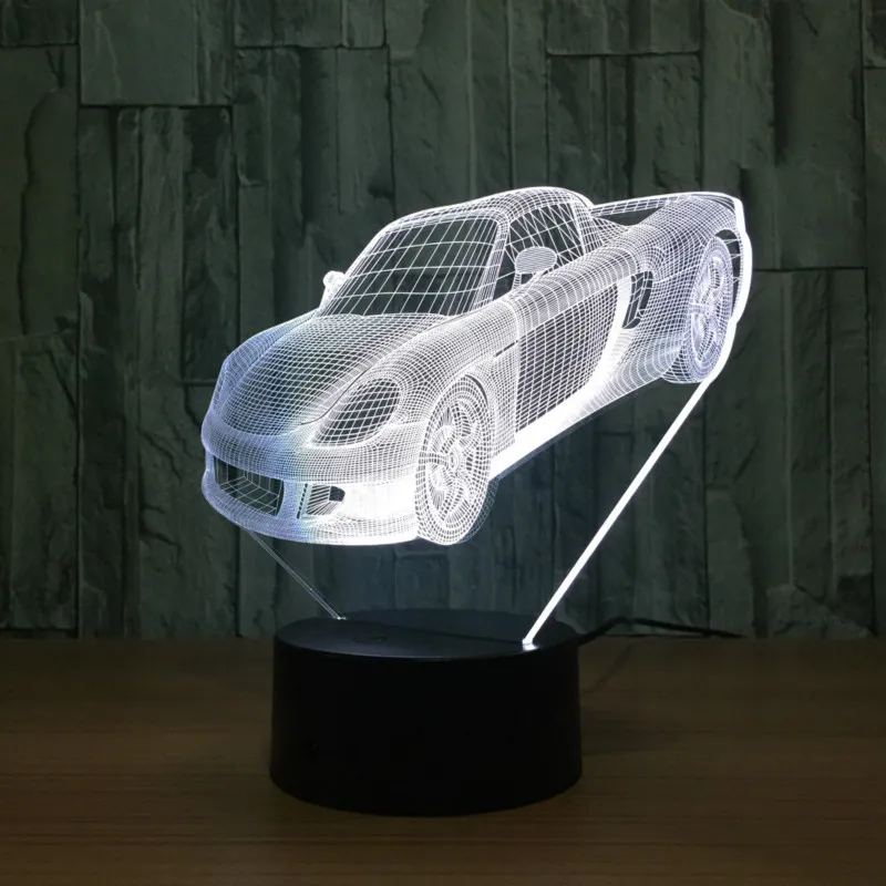 По форме спортивного автомобиля 3D ночник 7 цветов Изменение светодиодный ночник USB Умный дом украшение Новинка лампа Индукционная настольная лампа