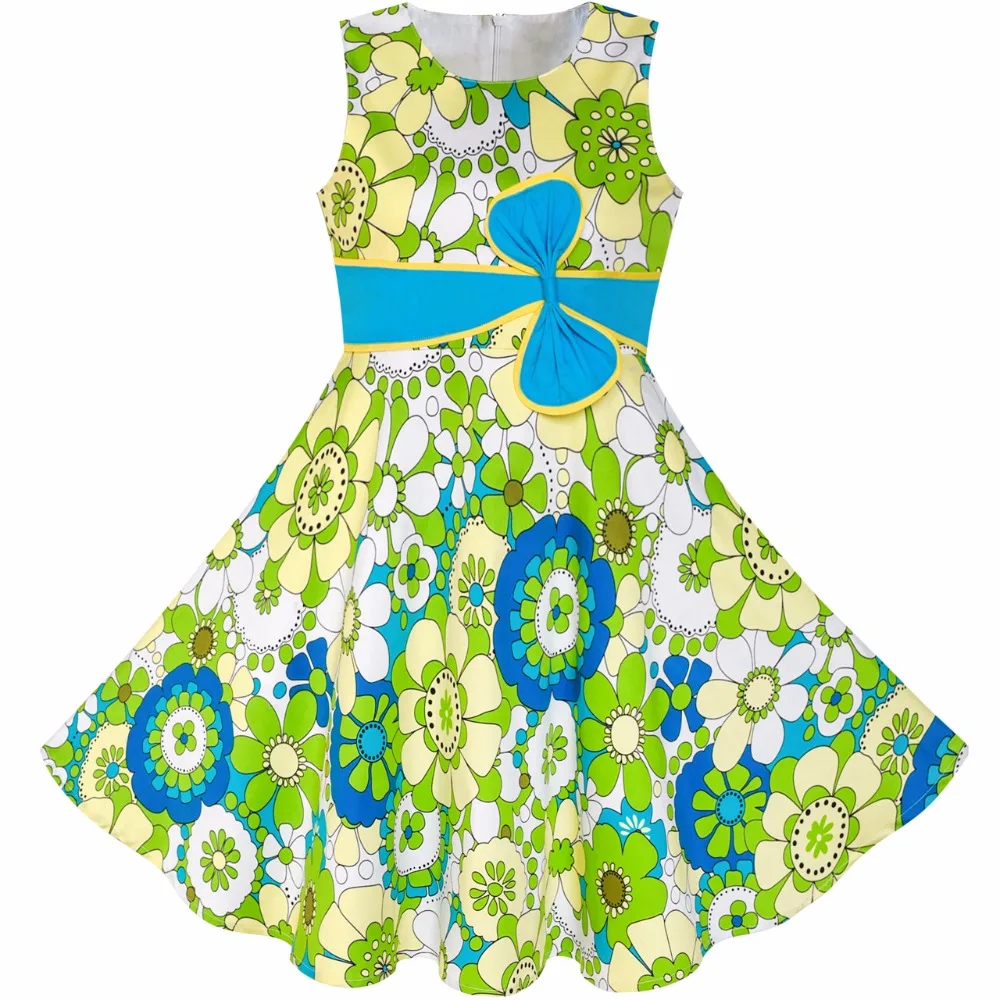 Sunny Fashion платья для девочек новогодние костюмы 2 Печ Sunhat Галстук-бабочка Цветок