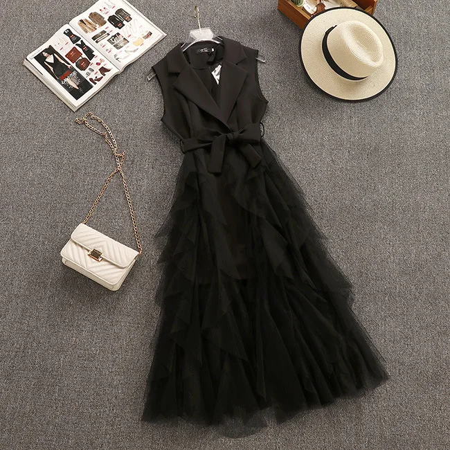 2019 Лето Новое поступление французский стиль Поддельные Две Части Зубчатый без