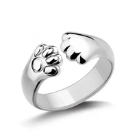new arrival hot sell fashion little cat feet design 925 sterling silver ladiesfinger rings women jewelry wholesale gift