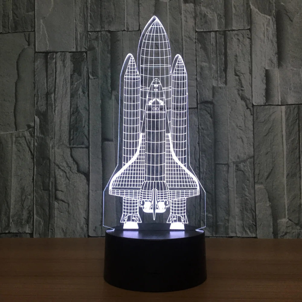 Космический корабль 7 цветов лампа 3d Визуальный светодиодный ночник для детей