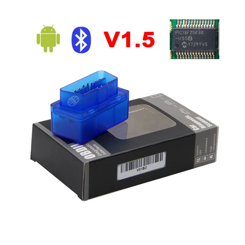 Blue 10 шт. ELM327 V1.5 PIC18F25K80 elm 327 v1.5 для Android/PC OBD2 Bluetooth сканер OBD 2 OBD2 диагностический инструмент ODB2 считыватель кодов - Цвет: Blue
