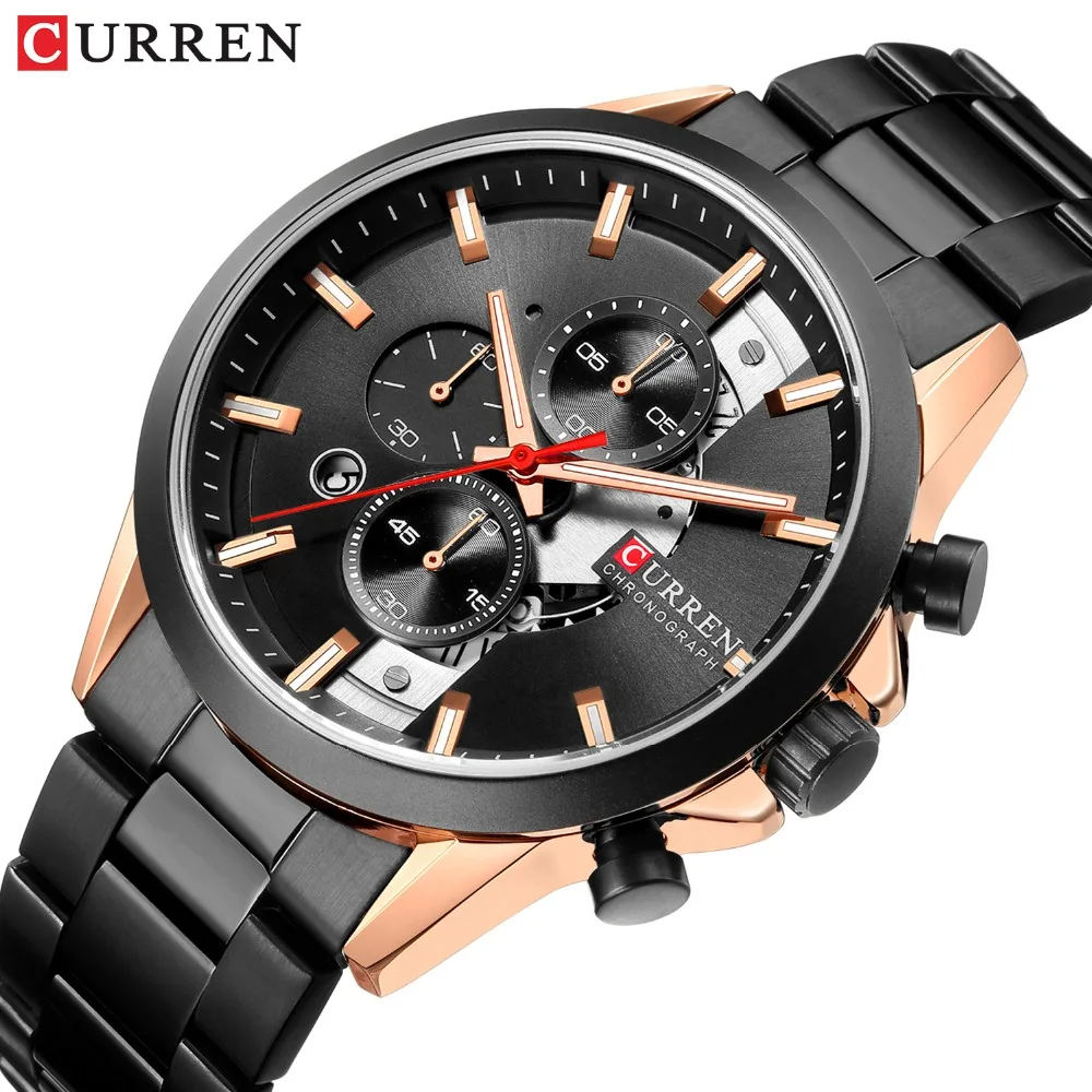 CURREN 2019 мужские часы модные спортивные хронограф и календари наручные с
