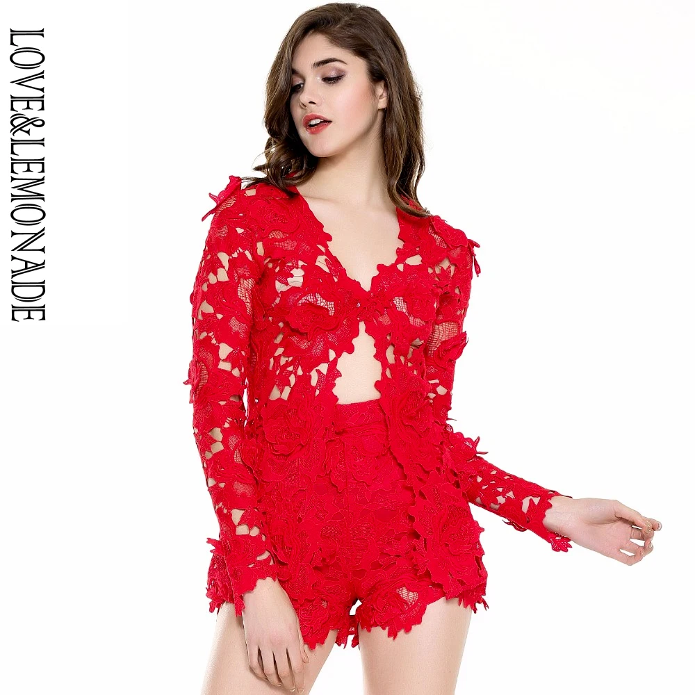 Комплект из двух предметов LOVE &amp LEMONADE объемный кружевной красный/белый LM6695 |