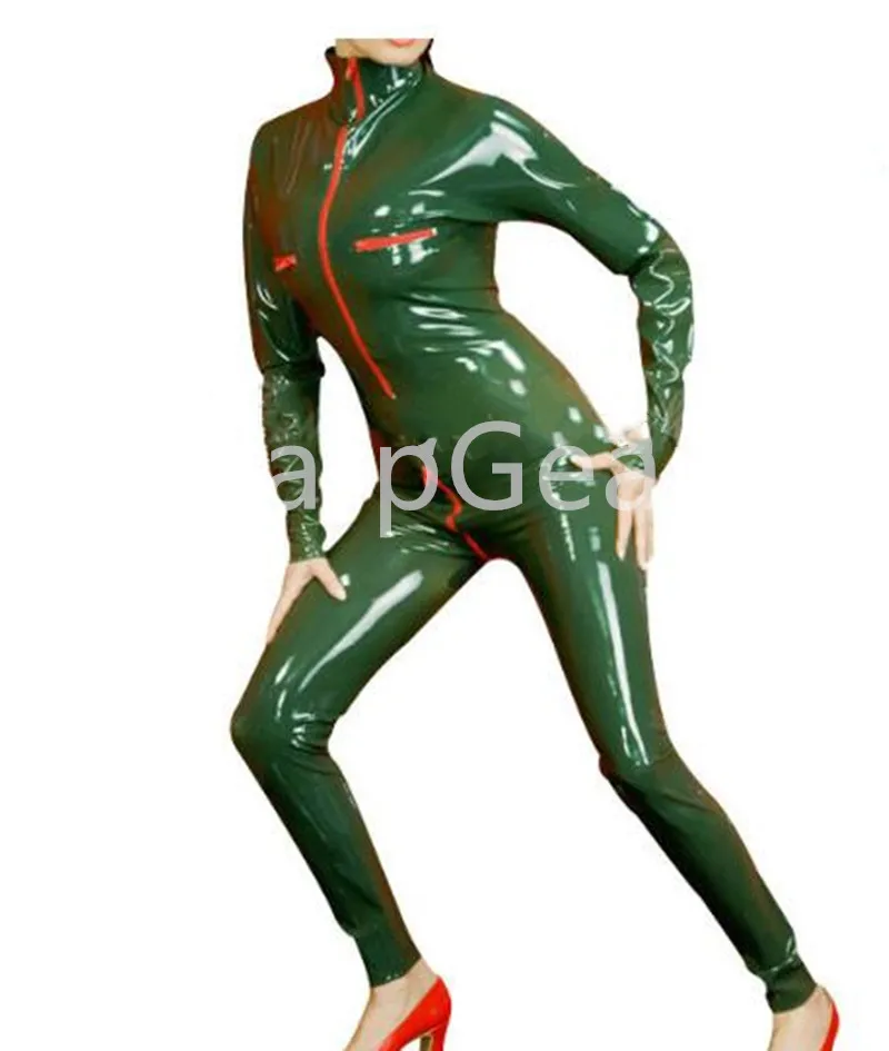 Фото Пикантный латексный костюм в стиле милитари комбинезон на молнии с передней(Aliexpress на русском)