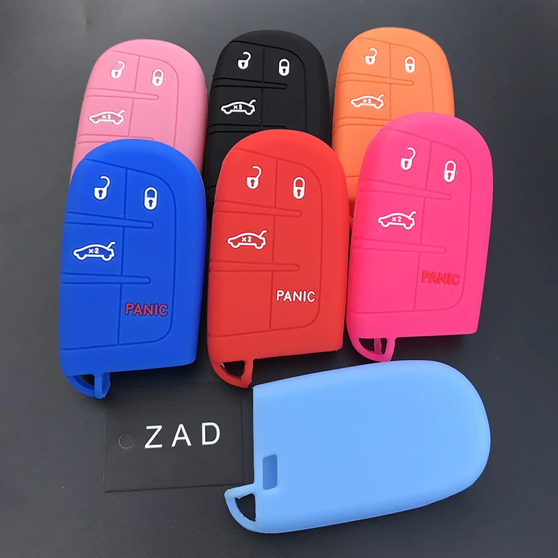 ZAD силиконовый чехол для автомобильного ключа CHRYSLER Dodge JEEP FIAT Smart Remote 3 + panic 4 кнопки