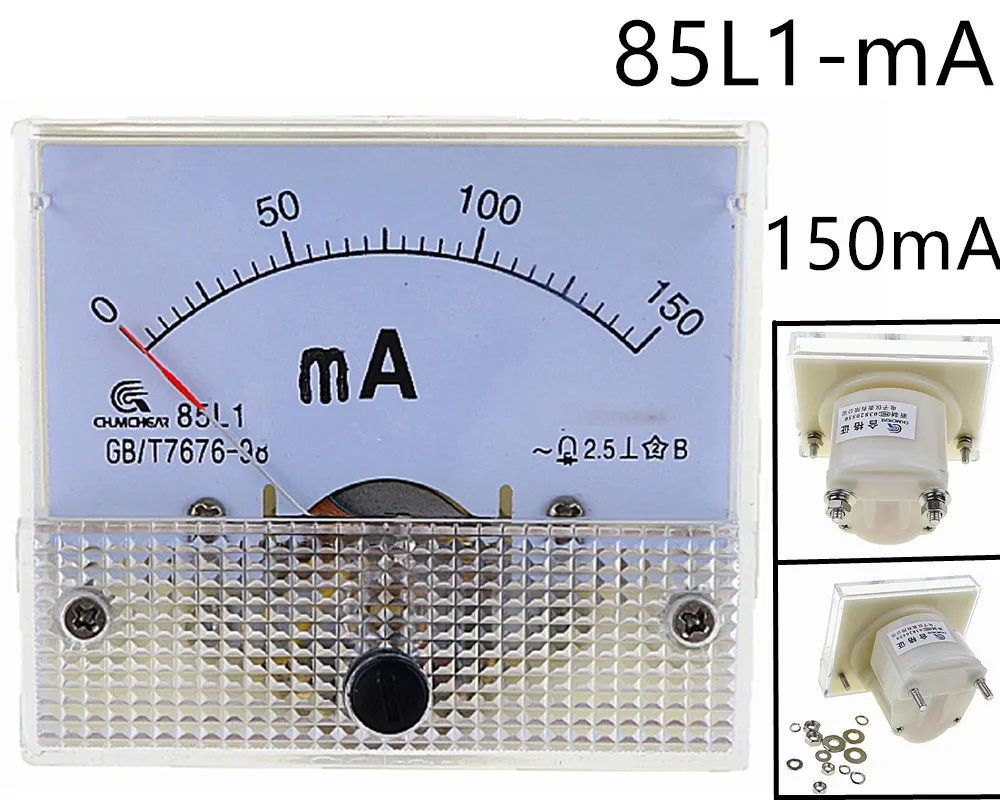 

1 шт. 85L1-mA 100mA 150mA 200mA 300mA 400mA 500mA AC Белый пластиковый корпус Аналоговая Панель Амперметр