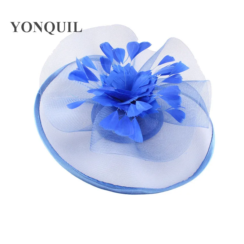 Женская вуалетка с перьями и цветами белая Свадебная шляпка зажимом для волос