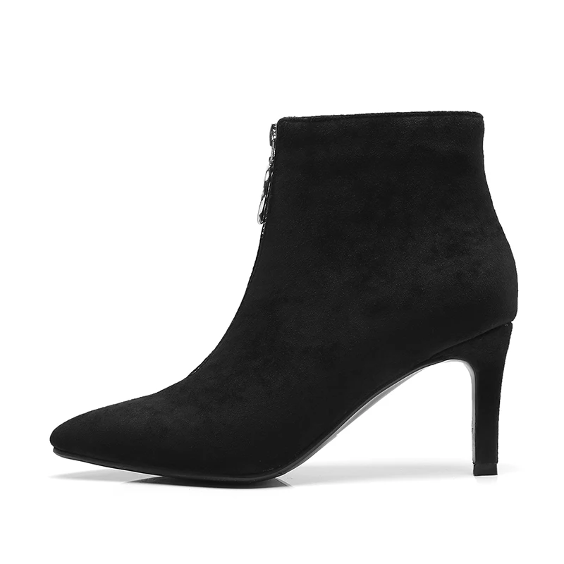 Женские лакированные ботильоны из ПУ кожи на молнии с острым носком|Женские