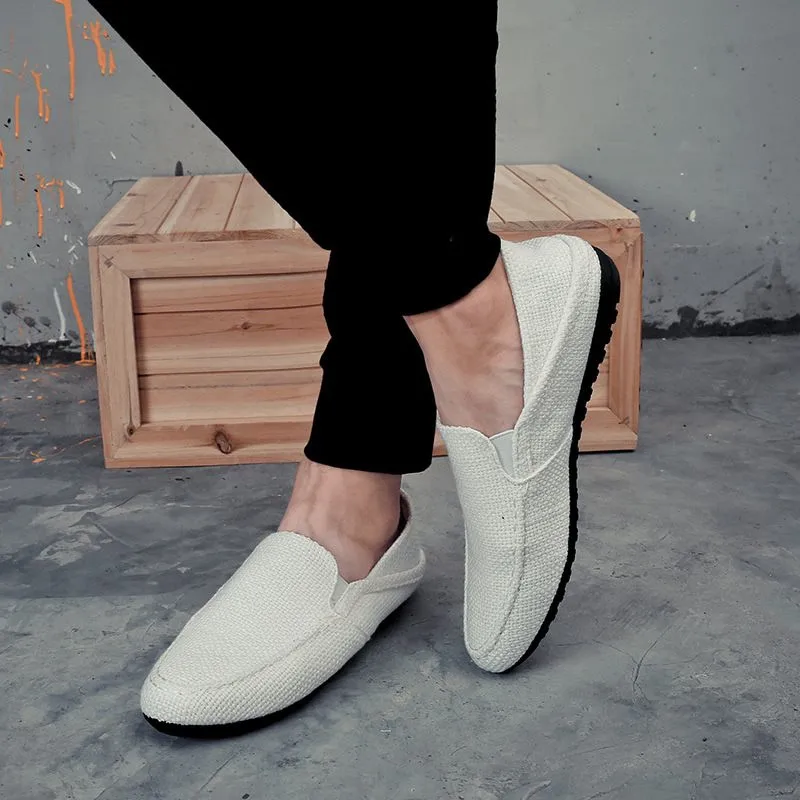 Туфли мужские летние пеньковые эспадрильи дышащие повседневные лоферы